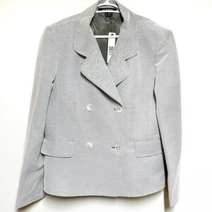 NWT Ellen Tracy Grey White Pinstripe Cotton Blend Jacket Blazer Womens 14 $448